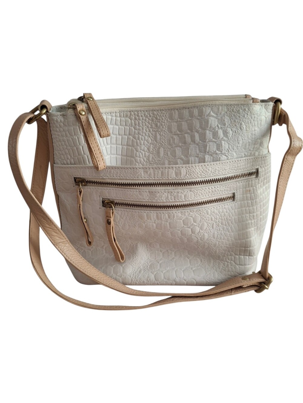 Great American Leather White Croc Embossed Purse